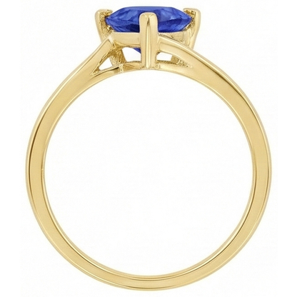 Natural Real ( Not Lab Grown )  Srilanka Sapphire Solitaire Trillion Shaped Ring 1 Carat Yellow Gold