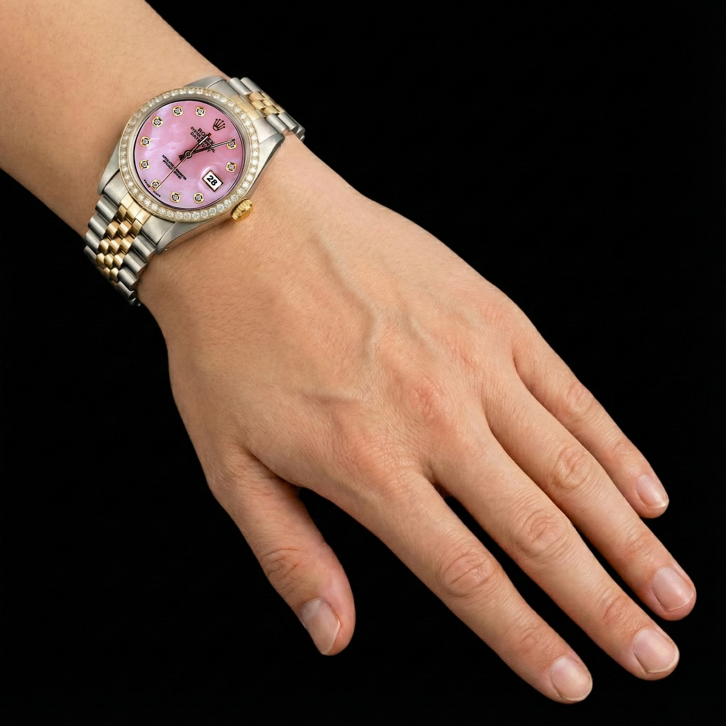 Ss Gold Jubilee Bracelet & Dj Rolex Pink Diamond Dial Bezel Watch QUICK SET