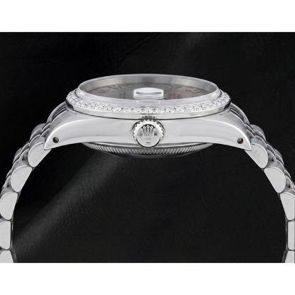 Ss Jubilee Bracelet Rolex Diamond Bezel Gray Roman Dial QUICK SET