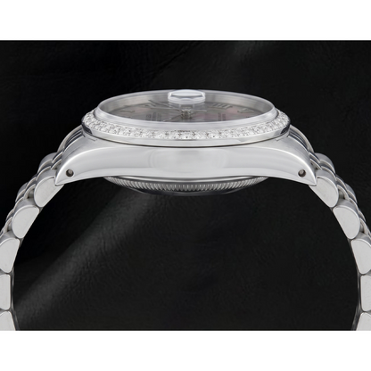 Ss Jubilee Bracelet Rolex Diamond Bezel Gray Roman Dial QUICK SET