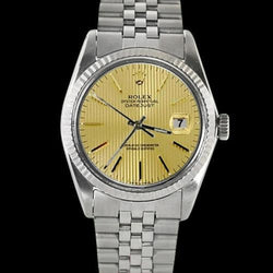 Ss Champagne Stick Dial Fluted Bezel Datejust Rolex Men Watch QUICK SET