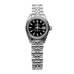 Ss Jubilee Bracelet Black Stick Dial Rolex Date Just Woman Watch