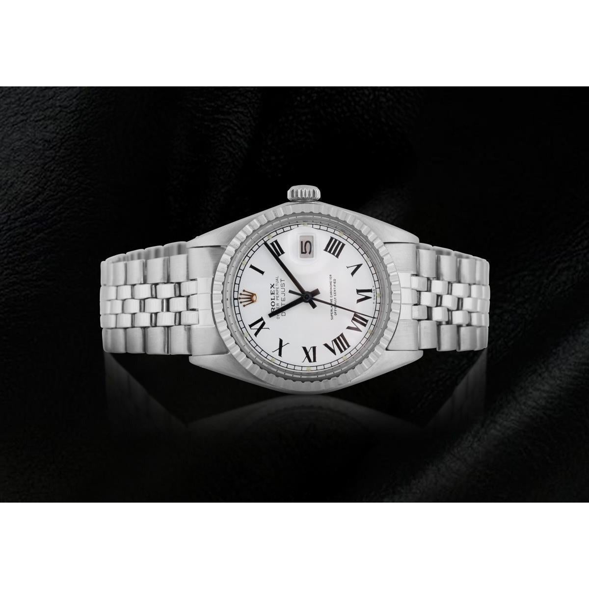 Men Watch White Roman Dial QUICK SET