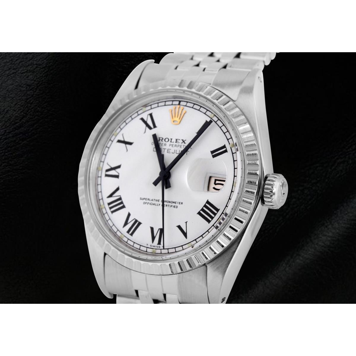Date Just Men Watch White Roman Dial