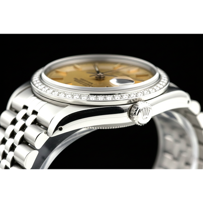 Ss Date Just Champagne Stick Dial Rolex Women Watch Jubilee