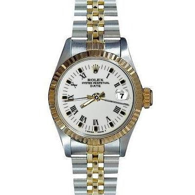 Watch White Roman Dial Fluted Bezel