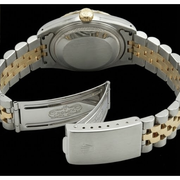 Ss & Gold Jubilee Rolex Date Just White Stick Watch Datejust