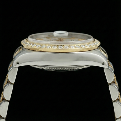 Ss & Gold Jubilee Rolex Date Just White Stick Watch Datejust
