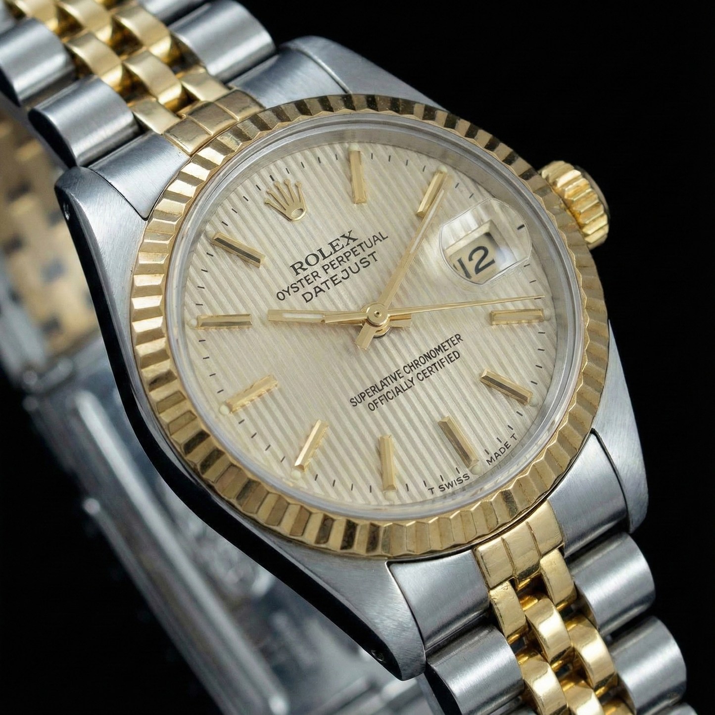 Ss & Gold Jubilee White Stick Dial Datejust Women Watch Rolex