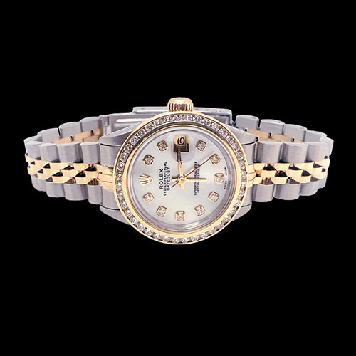Ss Gold Rolex Ladies Datejust Watch Diamond Dial Channel Set Bezel