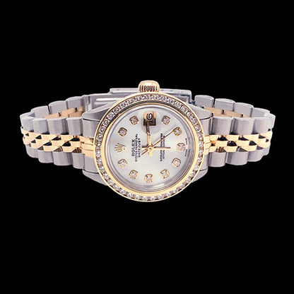 Ss Gold Rolex Ladies Datejust Watch Diamond Dial Channel Set Bezel