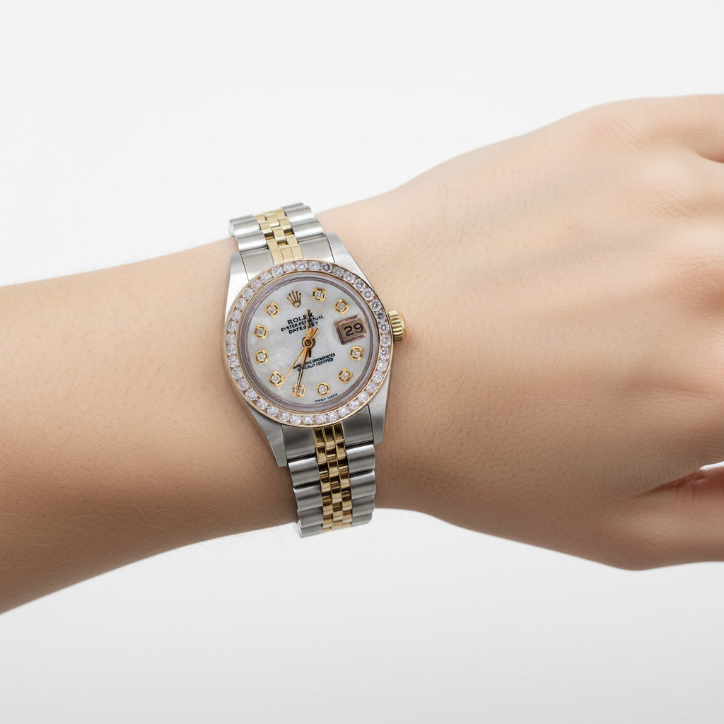 Ss Gold Rolex Ladies Datejust Watch Diamond Dial Channel Set Bezel P1