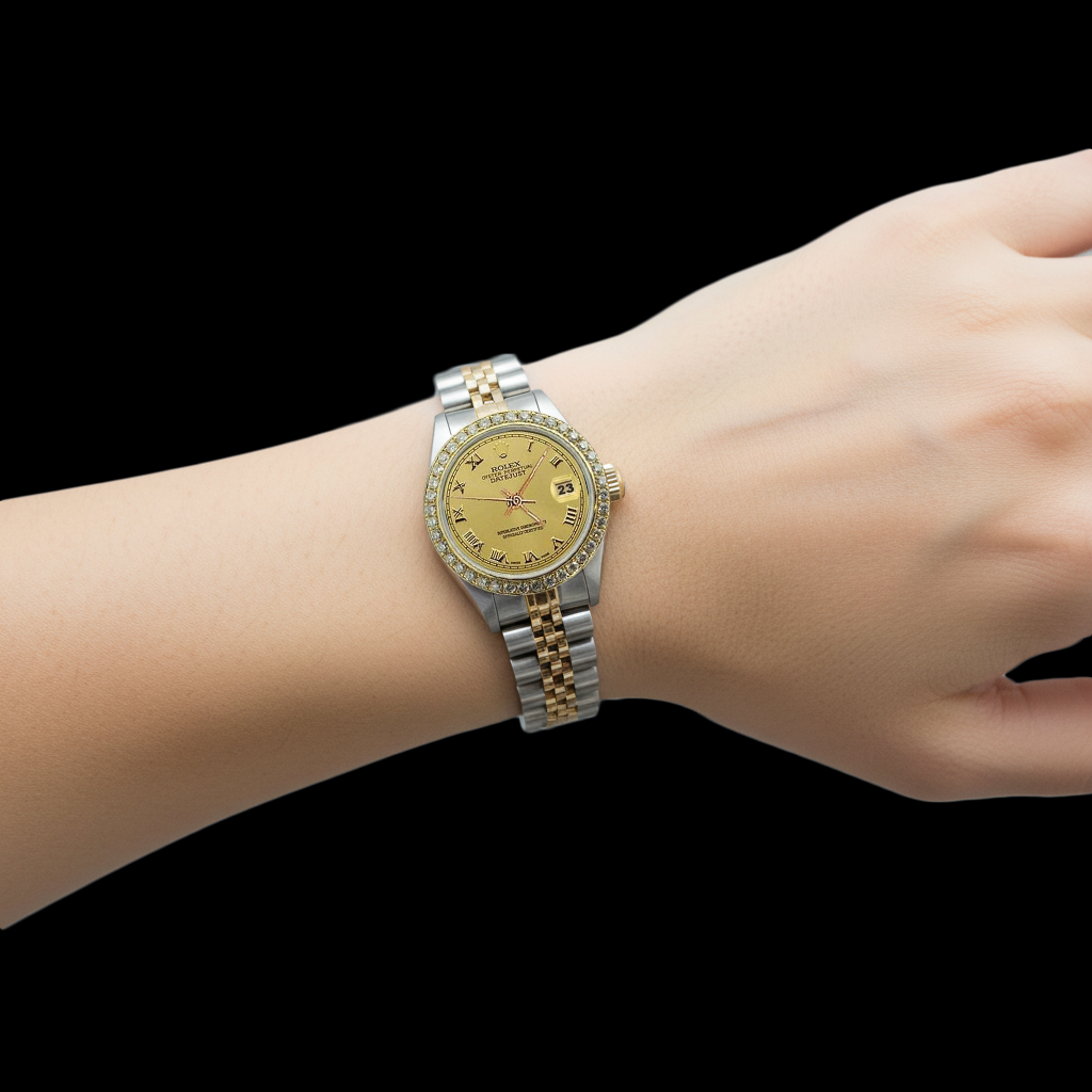 Ss & Gold Roman Dial Women Watch Rolex Datejust Jubilee P1