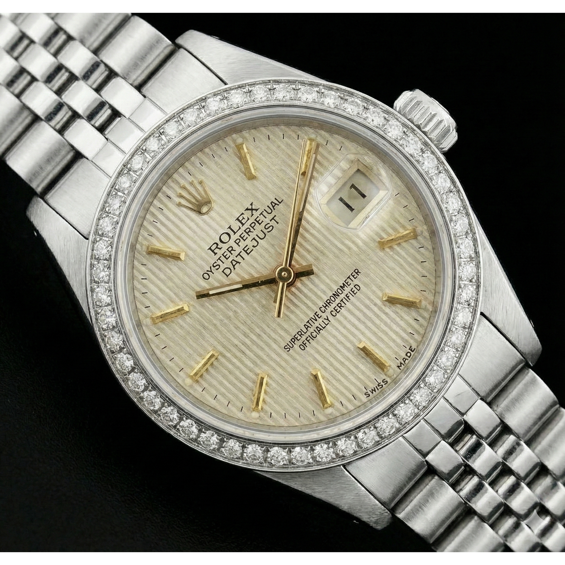 Ss Jubilee Bracelet Lady Watch Datejust White Stick Dial Rolex