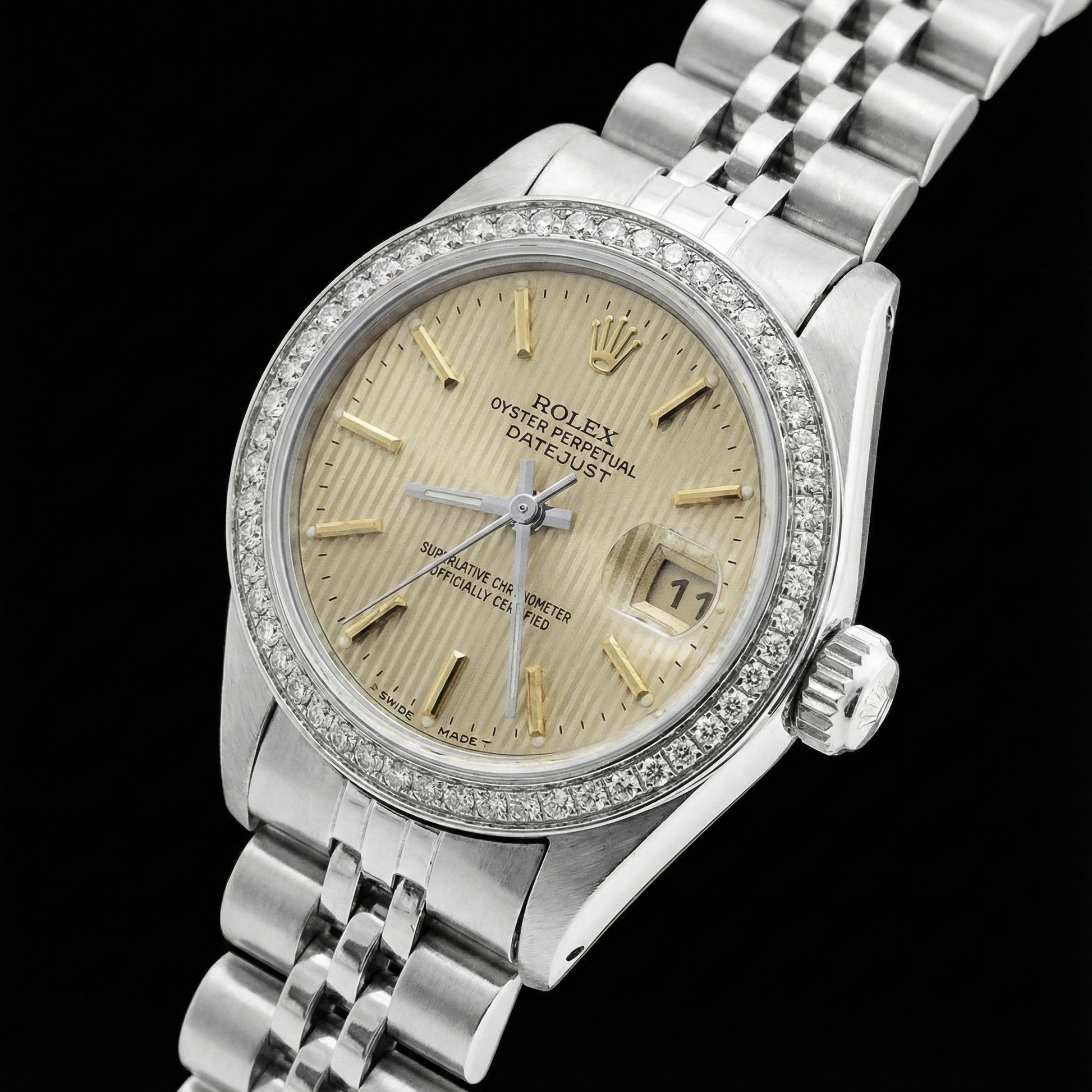 Ss Jubilee Bracelet Lady Watch Datejust White Stick Dial Rolex