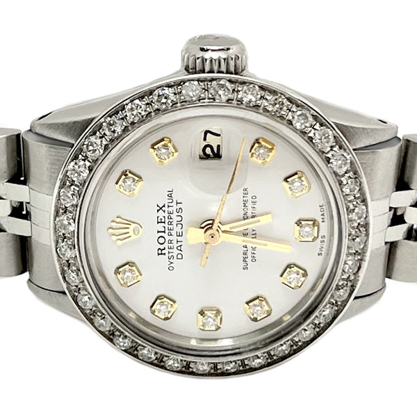 Ss White Diamond Dial Bezel Jubilee Rolex Datejust Lady Watch