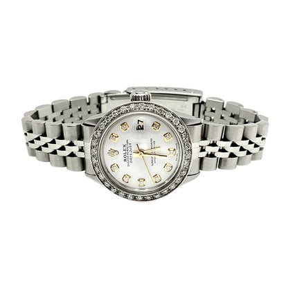 Ss White Diamond Dial Bezel Jubilee Rolex Datejust Lady Watch