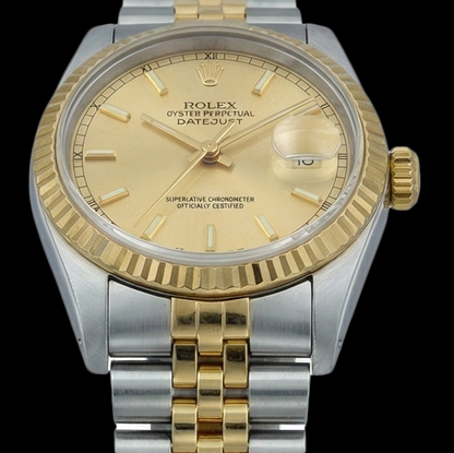 Ss & Yellow Gold Datejust Lady Watch Champagne Stick Dial Rolex