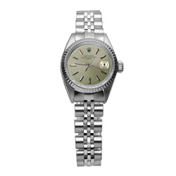 Stainless Steel Jubilee  Date Watch Gray Stick Dial Fluted Bezel