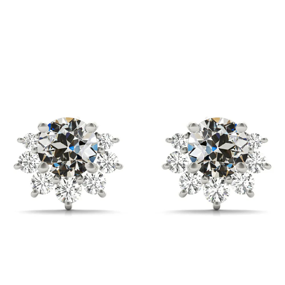 Star Style Earrings 4.25 Carats Natural Diamond Old Cut Studs