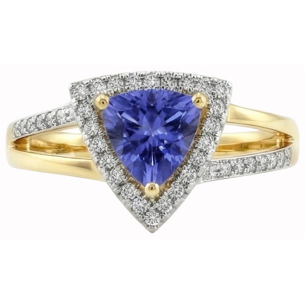 Statement Ring Sri Lanka Blue Sapphire Natural Diamonds 1.50 Ct
