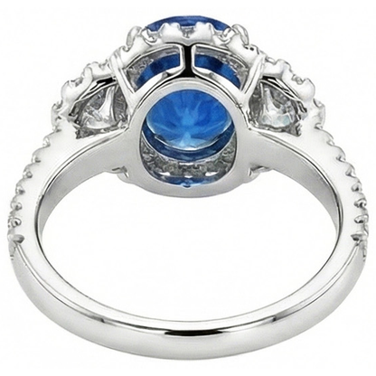 Statement ring Blue Sapphire And Diamonds Natural