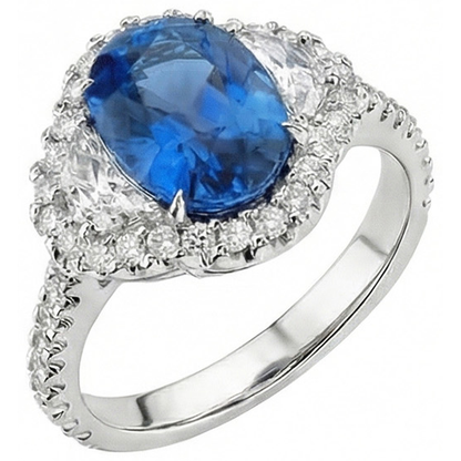 Statement ring Blue Sapphire And Diamonds Natural