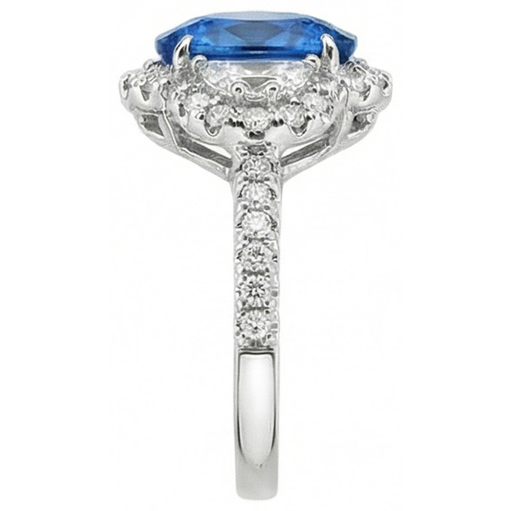 Statement ring Blue Sapphire And Diamonds Natural