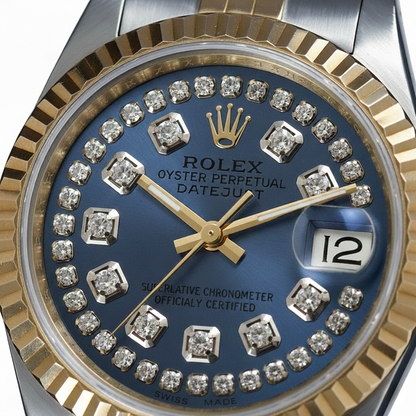 String Diamond Dial Datejust Rolex Ladies Watch Ss & Gold
