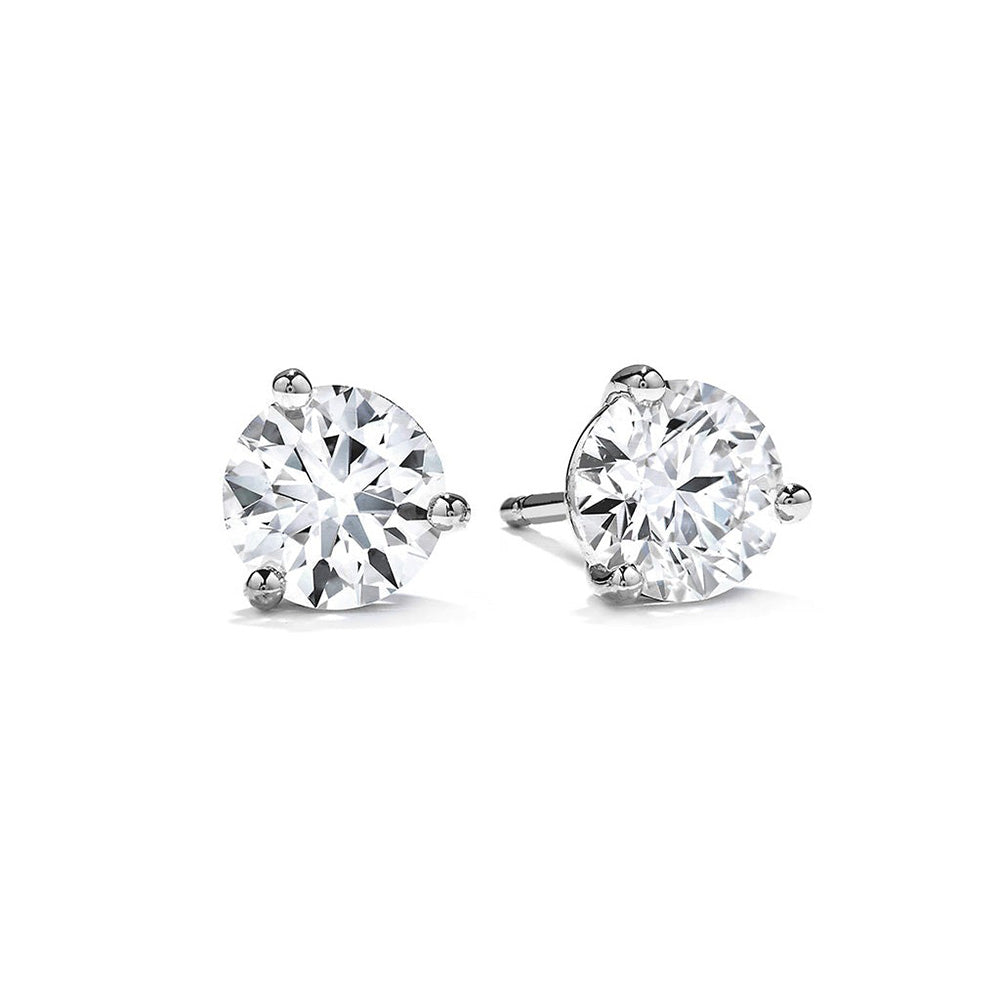 Stud White Gold Earring 2 Carats Prong Set Round GIA CERTIFIED Lab Grown Diamond