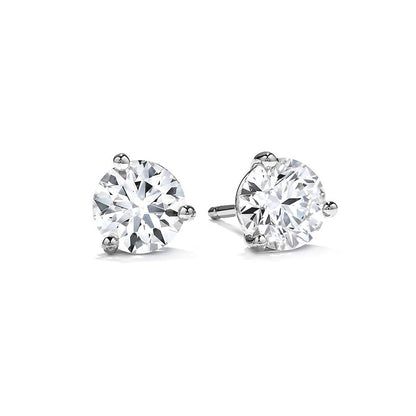 Stud White Gold Earring 2 Carats Prong Set Round GIA CERTIFIED Lab Grown Diamond
