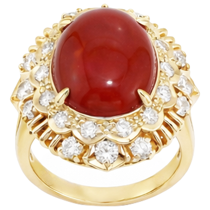 Stylish Coral Gold Cocktail Ring