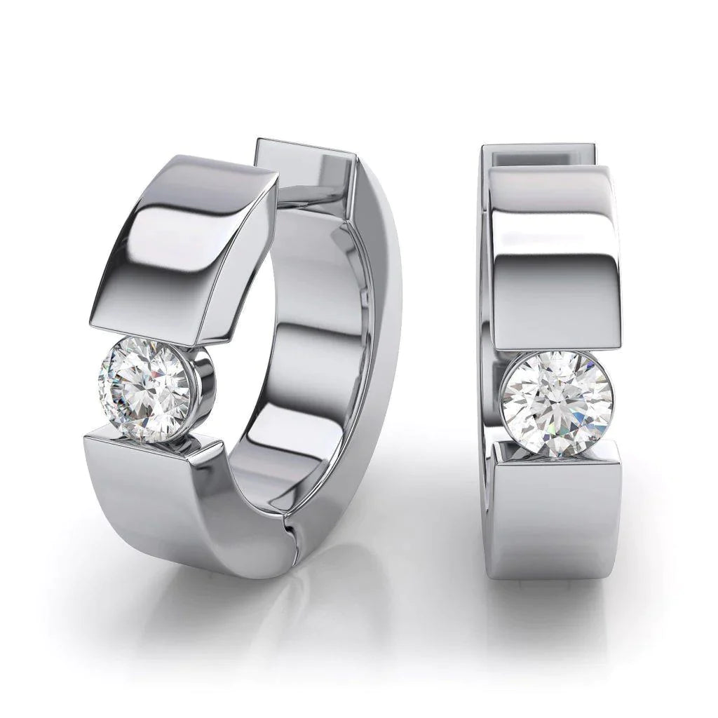 Stylish Floating Diamond Hoop Earrings