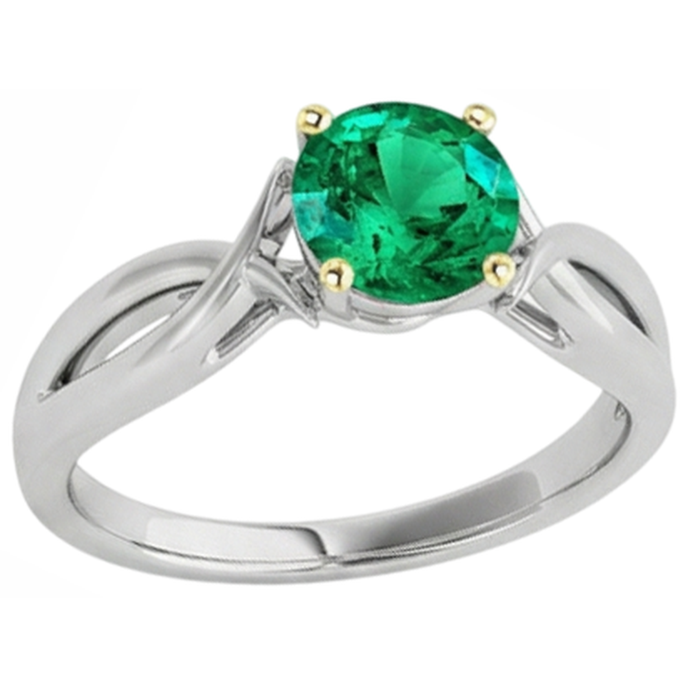 Natural Real ( Not Lab Grown ) Swirl Style Gemstone Ring Green Emerald GIA Solitaire