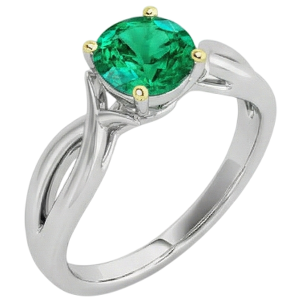 Natural Real ( Not Lab Grown ) Swirl Style Gemstone Ring Green Emerald GIA Solitaire