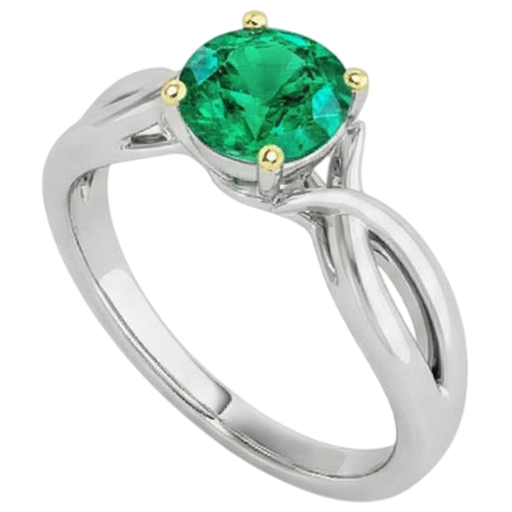 Natural Real ( Not Lab Grown ) Swirl Style Gemstone Ring Green Emerald GIA Solitaire