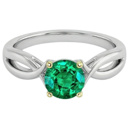 Natural Real ( Not Lab Grown ) Swirl Style Gemstone Ring Green Emerald GIA Solitaire