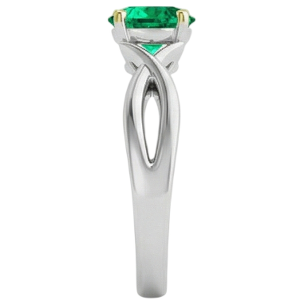 Natural Real ( Not Lab Grown ) Swirl Style Gemstone Ring Green Emerald GIA Solitaire