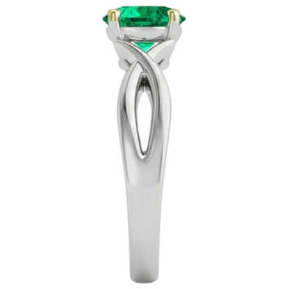 Natural Real ( Not Lab Grown ) Swirl Style Gemstone Ring Green Emerald GIA Solitaire