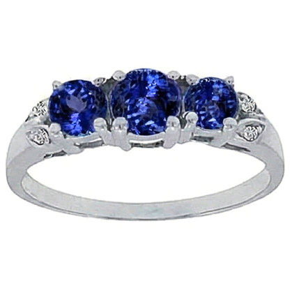 Tanzanite AAA Round Natural Earth Mined Diamond 2.75 Carat Ring Gemstone Jewelry