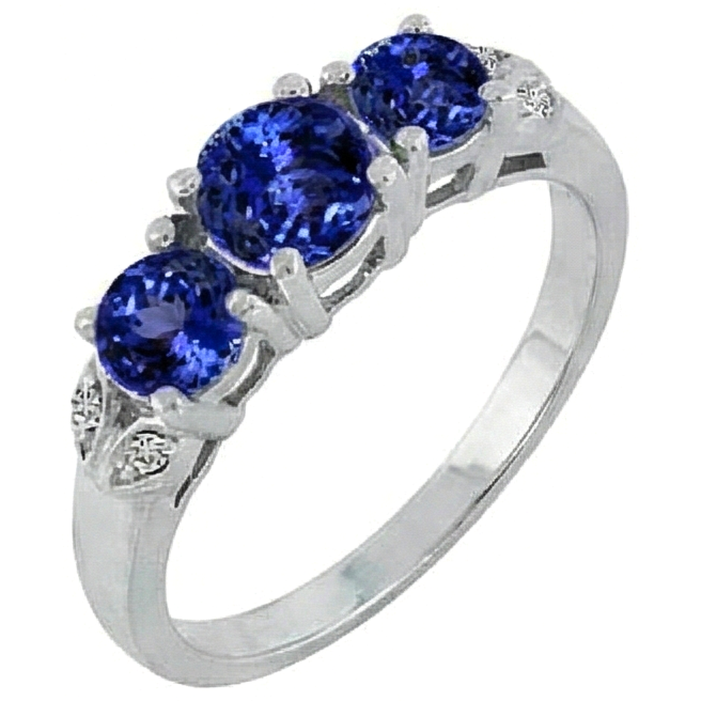 Tanzanite AAA Round Natural Earth Mined Diamond 2.75 Carat Ring Gemstone Jewelry