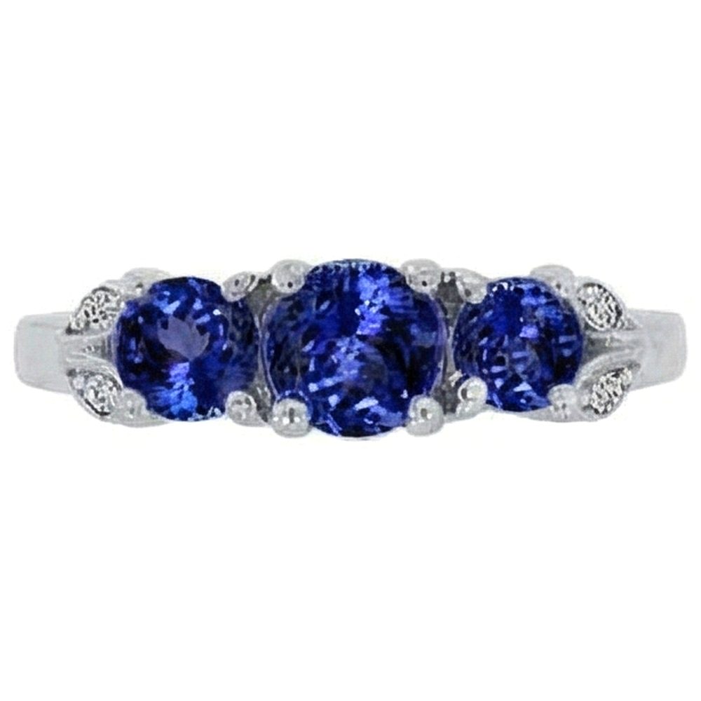 Tanzanite AAA Round Natural Earth Mined Diamond 2.75 Carat Ring Gemstone Jewelry