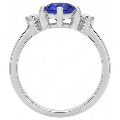 Tanzanite AAA Round Natural Earth Mined Diamonds Women Fancy Ring White Gold 0.75 Carats