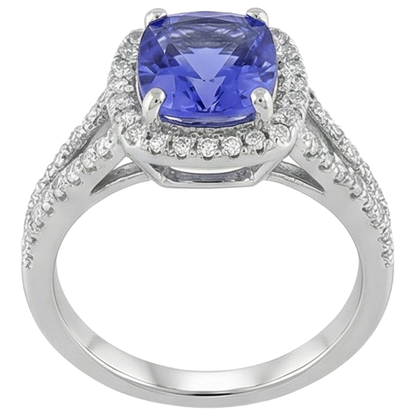 Tanzanite And Natural Earth Mined Diamond 4.85 Carats Anniversary Ring
