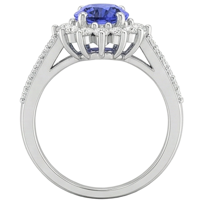 Tanzanite And Natural Earth Mined Diamonds 4.75 Carats Wedding Ring Gold White