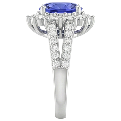 Tanzanite And Natural Earth Mined Diamonds 4.75 Carats Wedding Ring Gold White