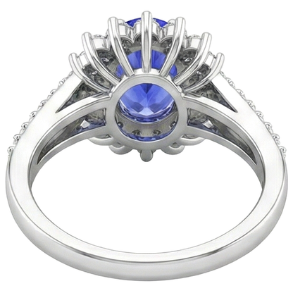 Tanzanite And Natural Earth Mined Diamonds 4.75 Carats Wedding Ring Gold White