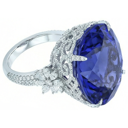 Natural Real ( Not Lab Grown )  Tanzanite Cocktail Ring For Women
