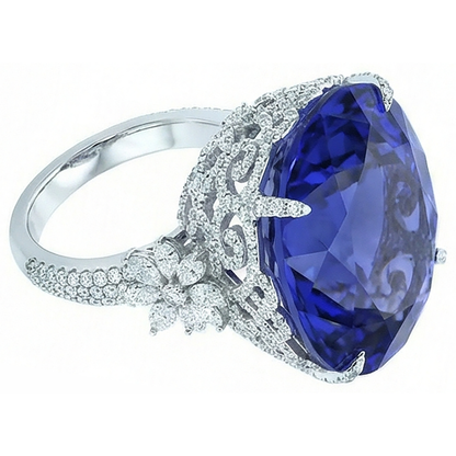 Natural Real ( Not Lab Grown )  Tanzanite Cocktail Ring For Women