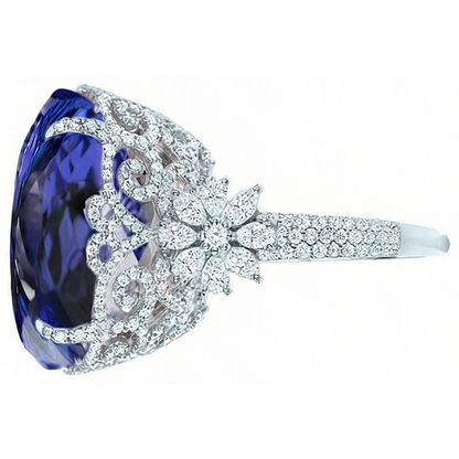 Natural Real ( Not Lab Grown )  Tanzanite Cocktail Ring For Women